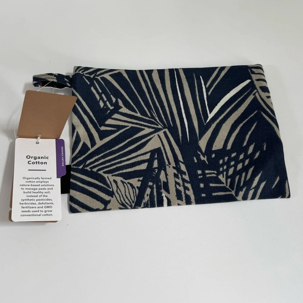 Patagonia Rain Fern Stone Blue Organic Cotton Small Zippered Pouch - Picture 2 of 2